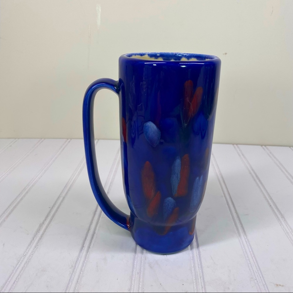 Blue tall ceramic mug